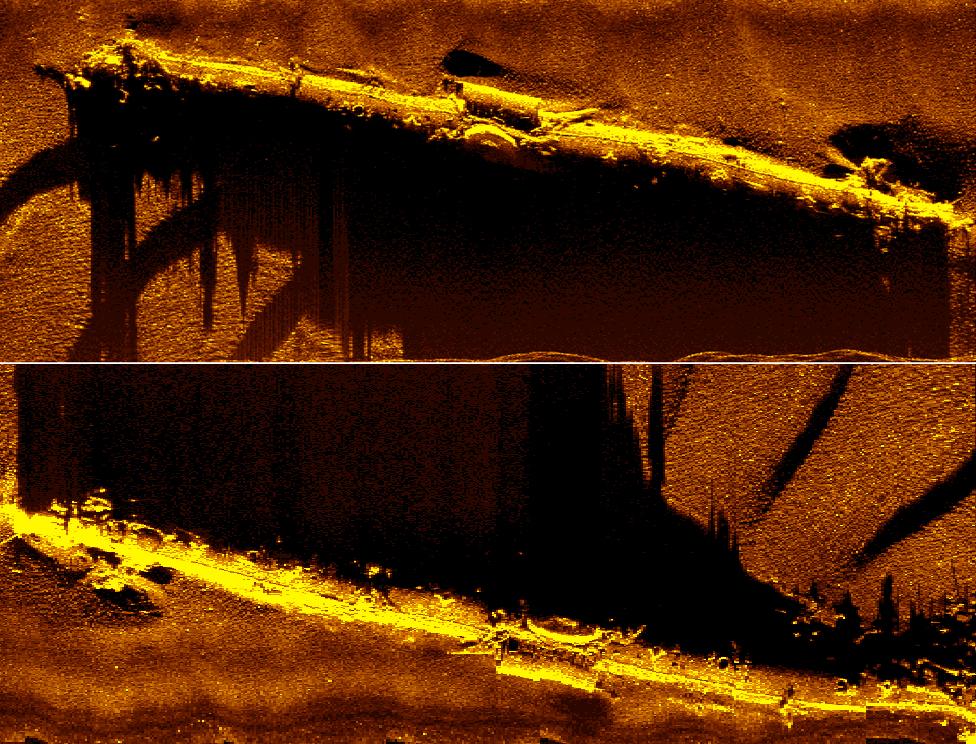 Scans of seabed showing U-boat