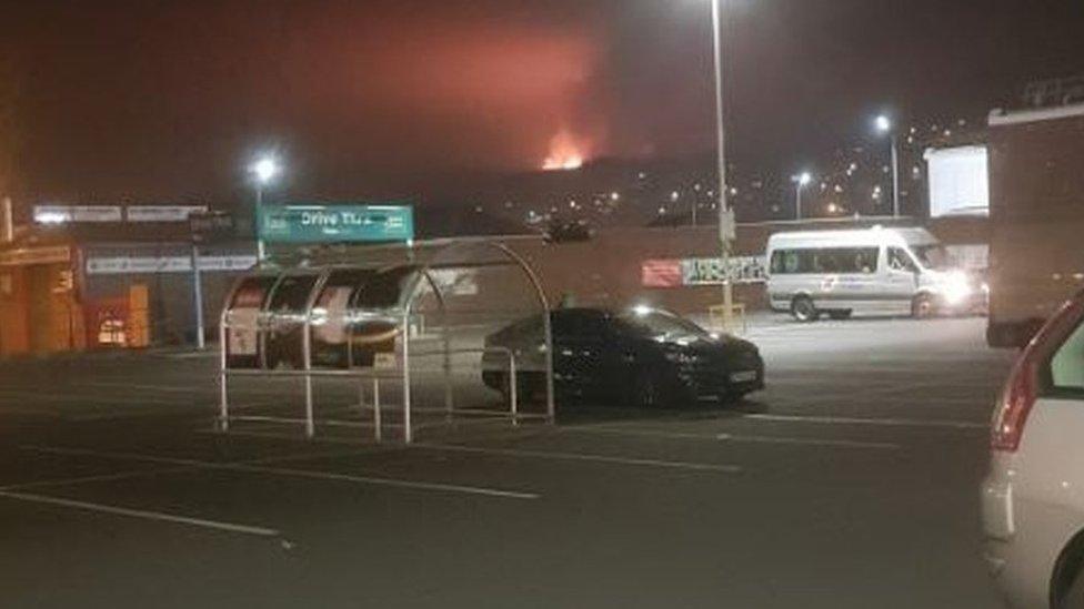 Fire in Crompton taken from the car park of Asda in Shaw