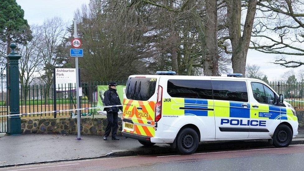 Police outside Ashburton Park, Croydon