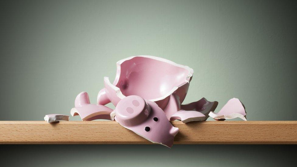 Broken piggy bank