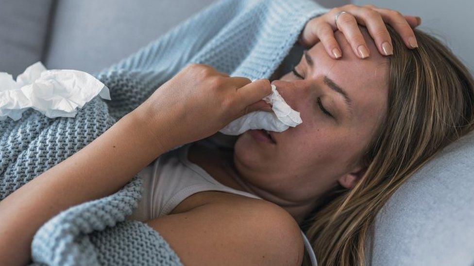 Woman with flu