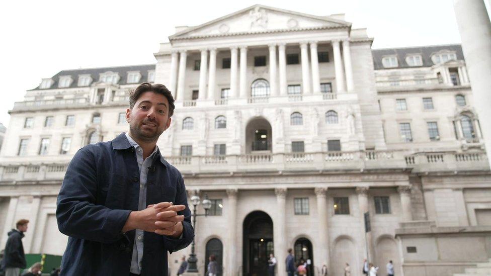 Ricky outside Bank of England