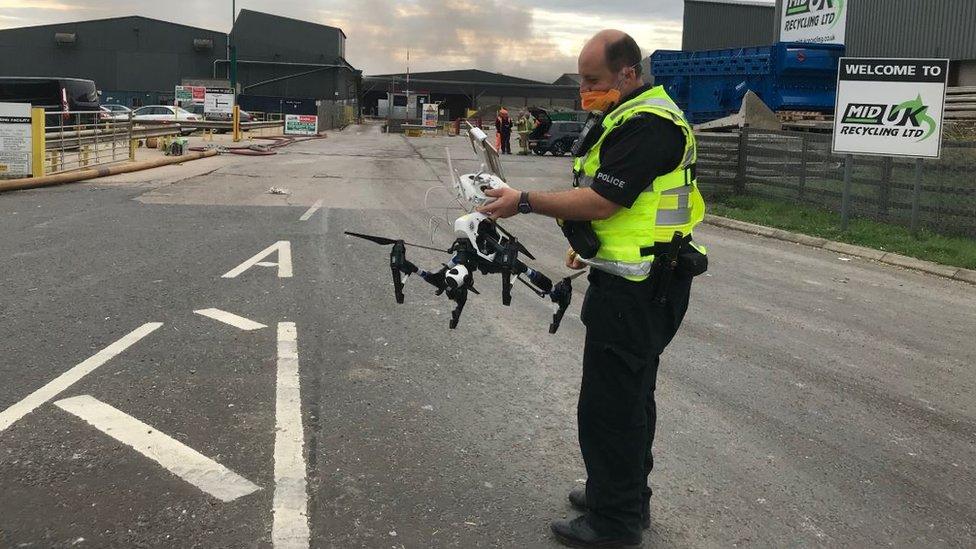 Drones being used at the scene