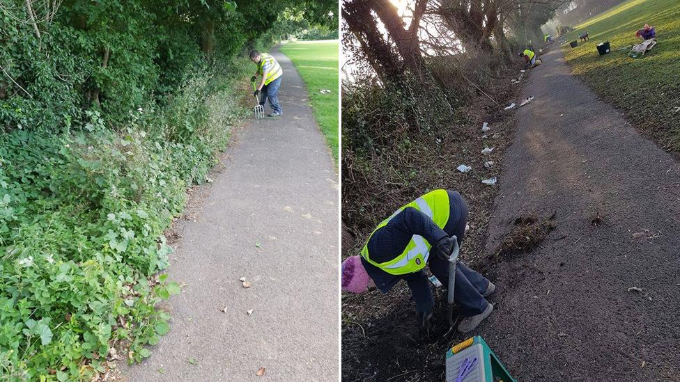 Octavia Way before and during bulb planting