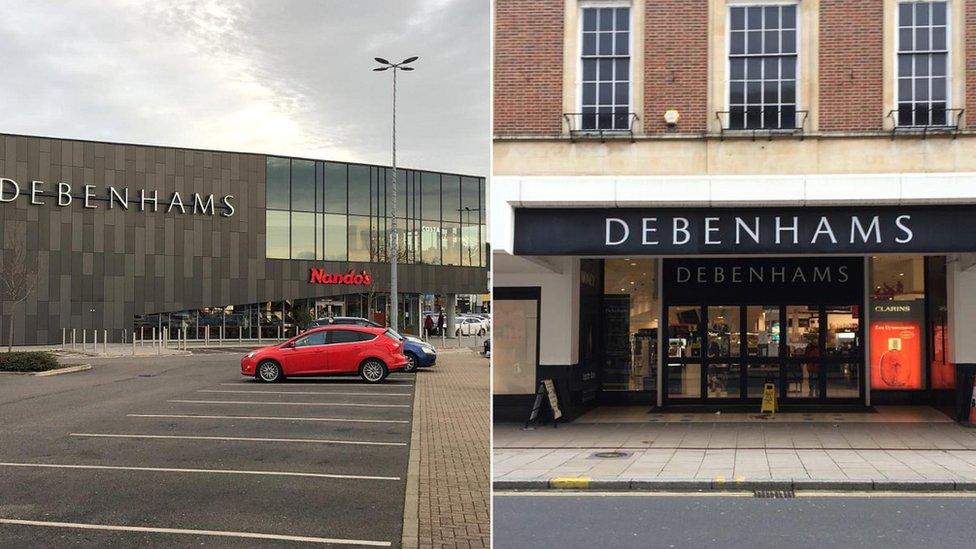 Debenhams and Stevenage (left) and Norwich (right)