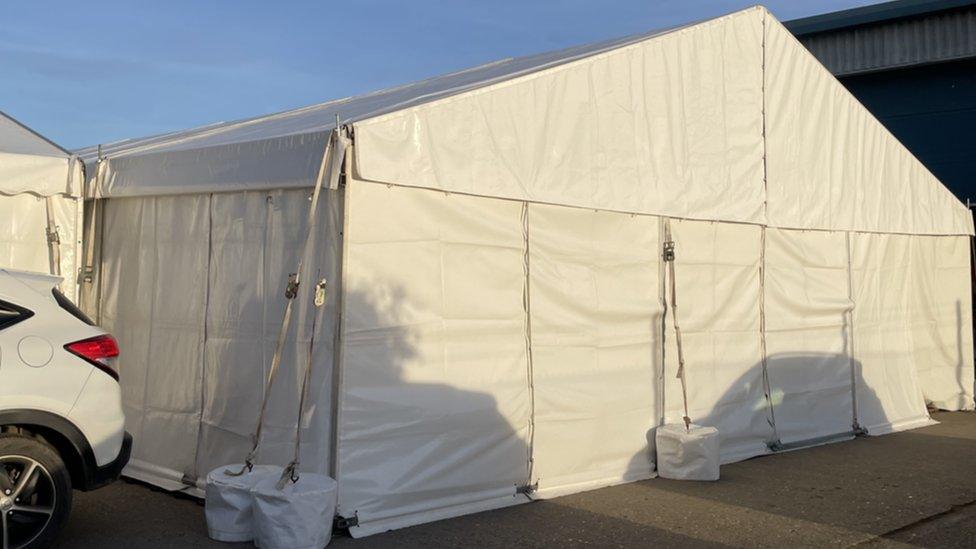 Marquee hired by the club, came with heating system