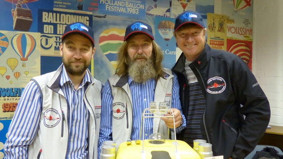 Fedor Konyukhov with his son, Oscar, and their translator