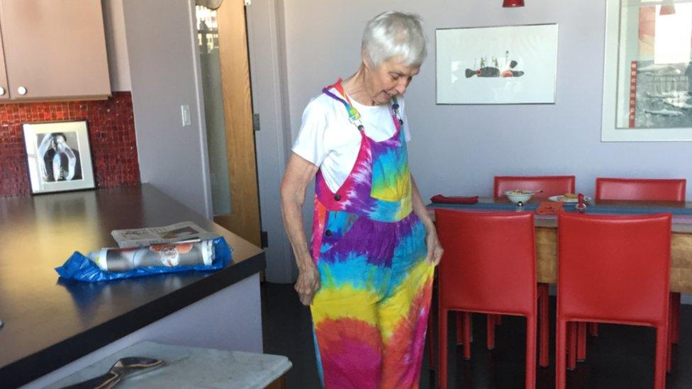 Carolyn Meyer in her apartment in Albuquerque