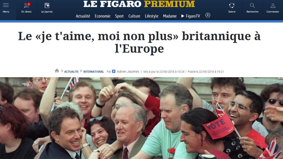 Screen grab of Le Figaro online Brexit live page