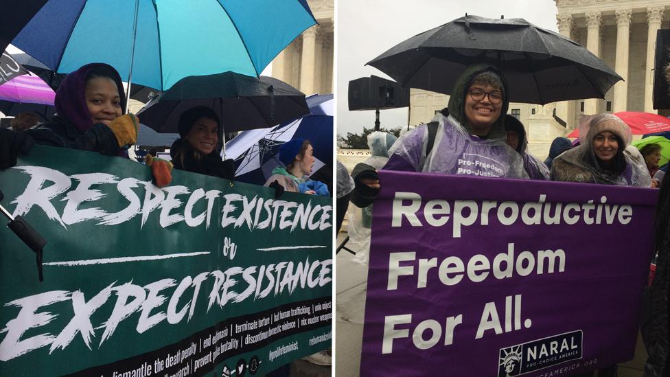 dueling protests in front of the Supreme Court