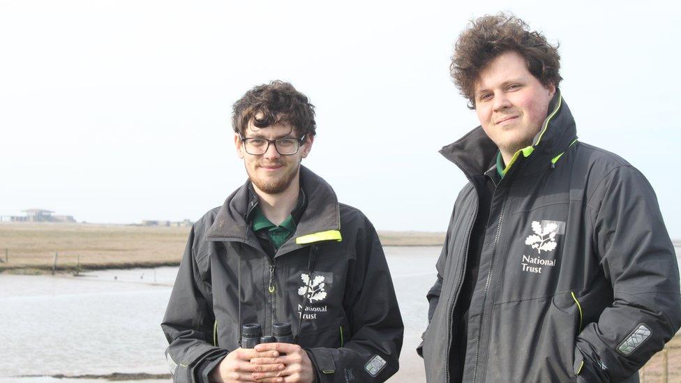 Orford Ness gull officers, Angus Barnett and Reuben Denton-Beasley