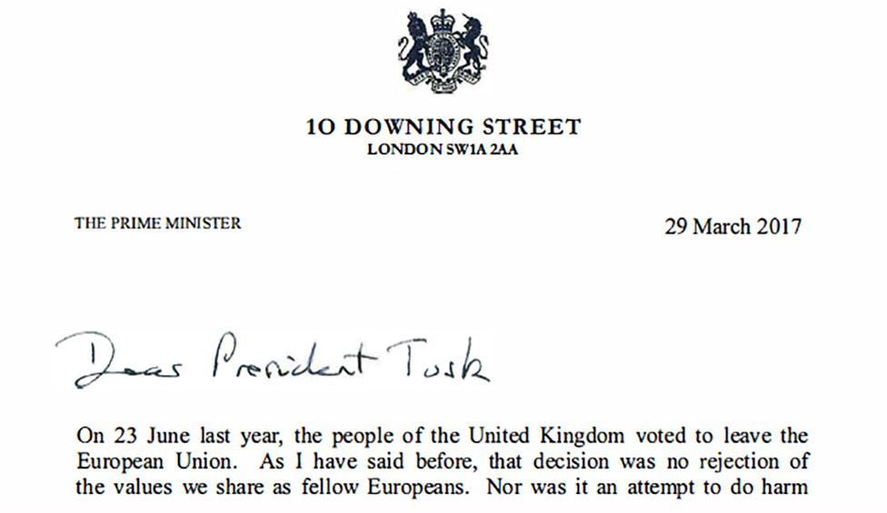 Theresa May's letter to Donald Tusk