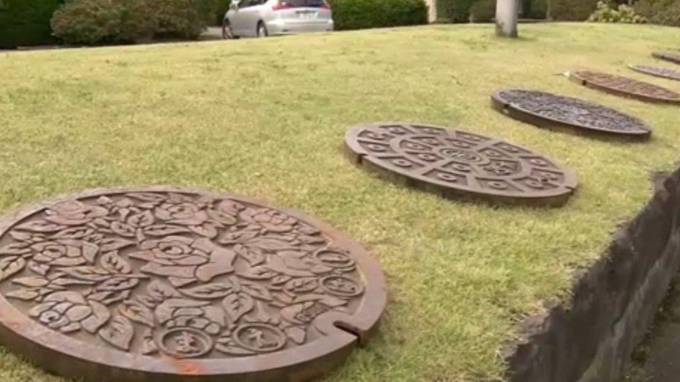 Maebashi's used manhole covers ready for collection