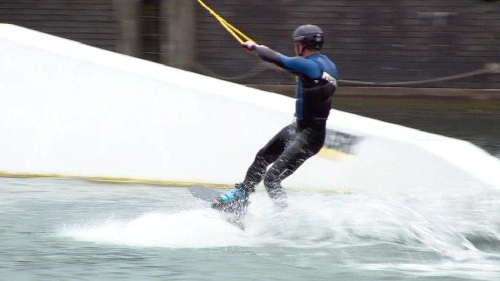 Man wakeboarding