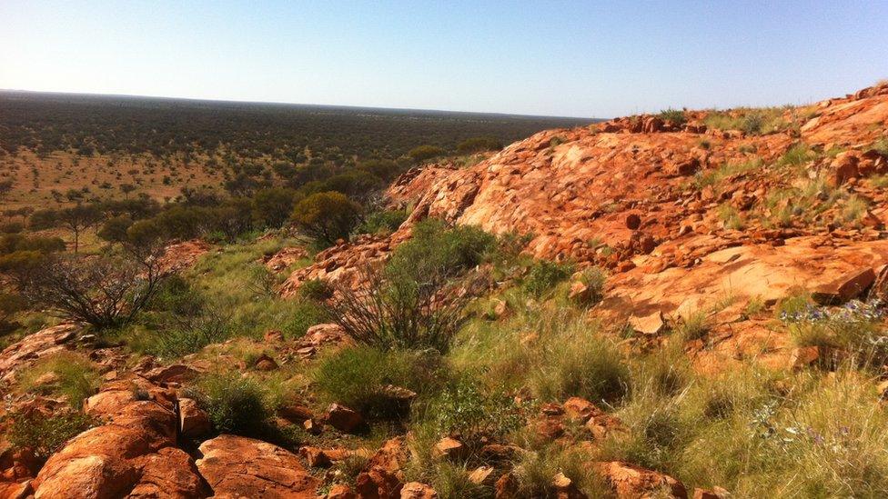 A view of the Yarrabubba crater looking west from Barlangi Rock, an outcrop of impact melt rock near the centre of the crater