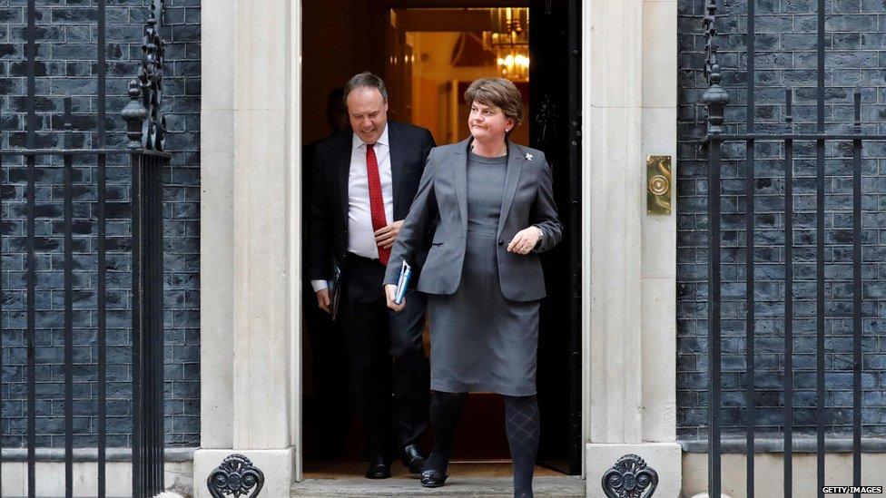 Arlene Foster and Nigel Dodds leave No 10 Downing Street in September 2019