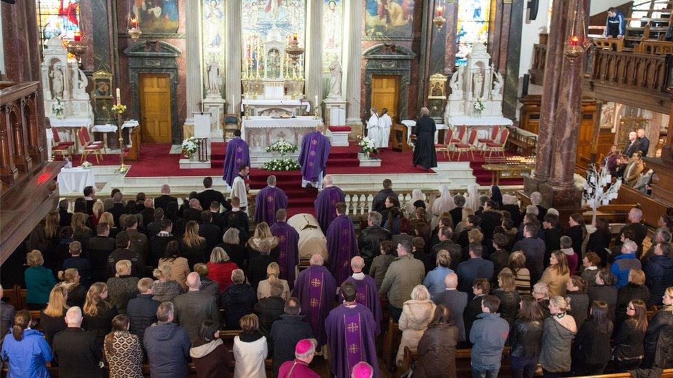 Hundreds attended the funeral service at the Long Tower church