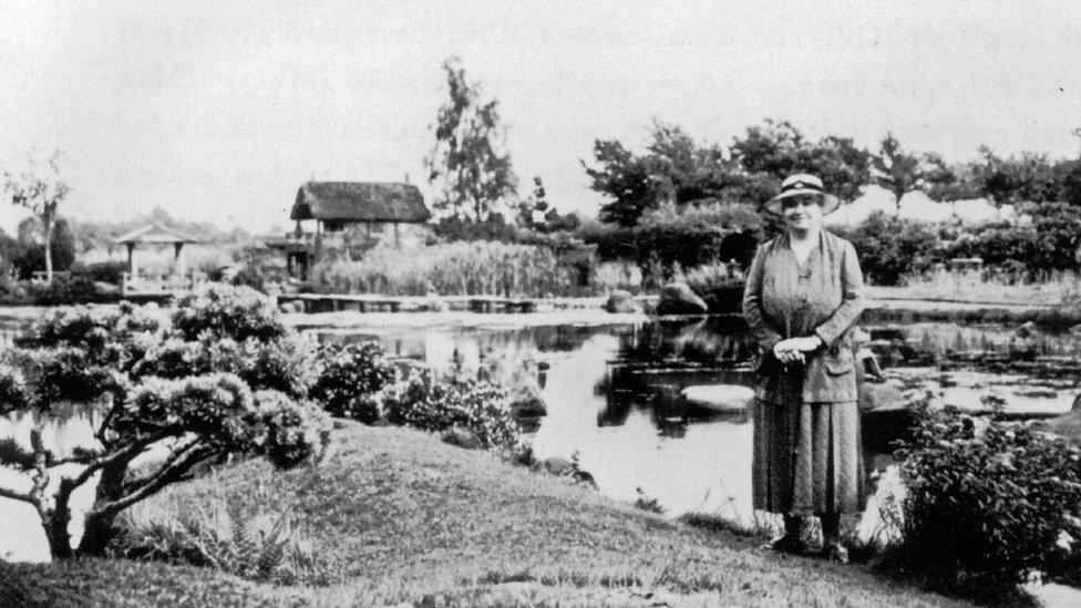 Ella Christie in the Japanese garden at Cowden Castle in 1934