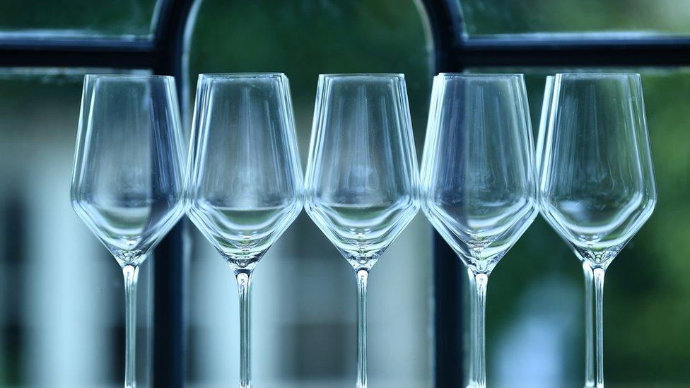 Glasses laid out at the Aimsir restaurant in Celbridge, County Kildare, ahead of reopening