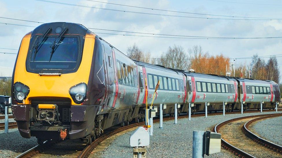 A CrossCountry train with yellow engine