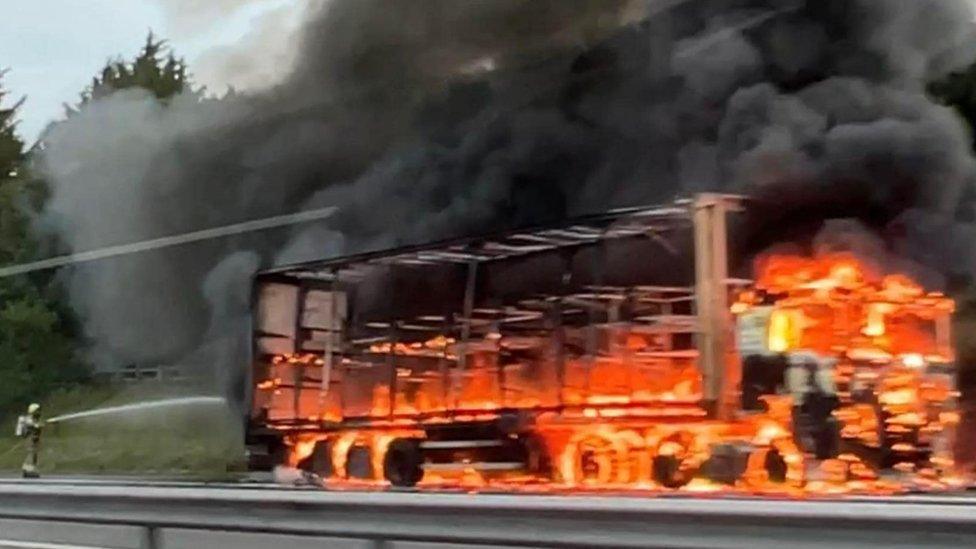 M40 lorry fire