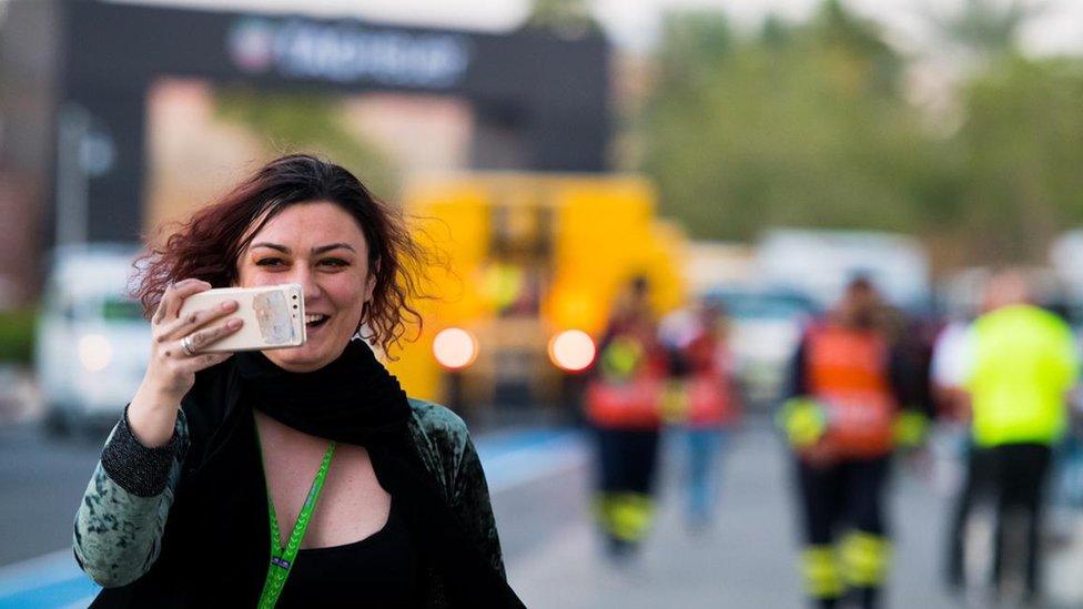 Hazel covering a Formula E event in Saudi Arabia