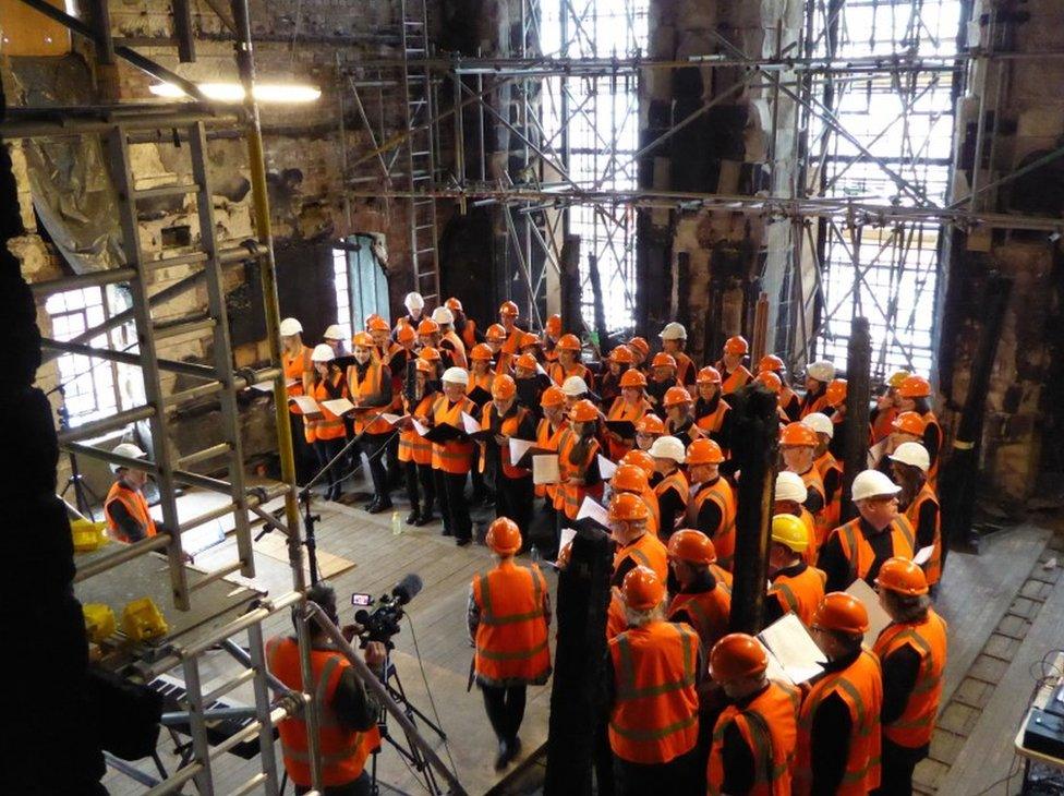 GSA choir inside the Mackintosh library