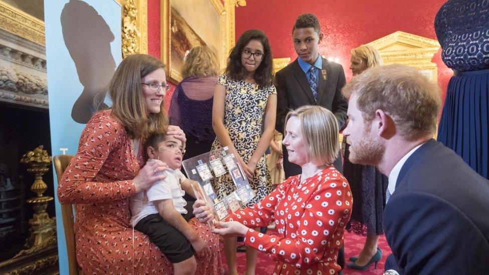 Prince Harry meets some of the winners at the Diana Award's at St James' Palace