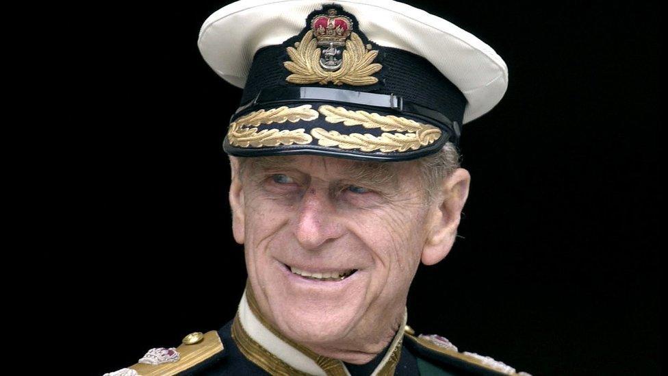 Prince Philip in naval uniform at St Paul's Cathedral for a service to mark the Golden Jubilee