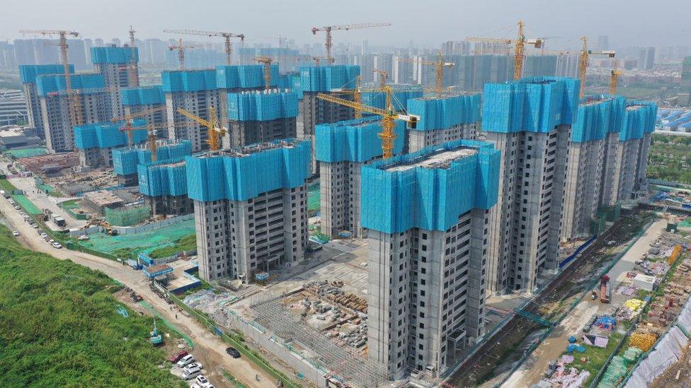 A residential housing site under construction in Nanjing, Jiangsu Province, China, Sept 1, 2022.