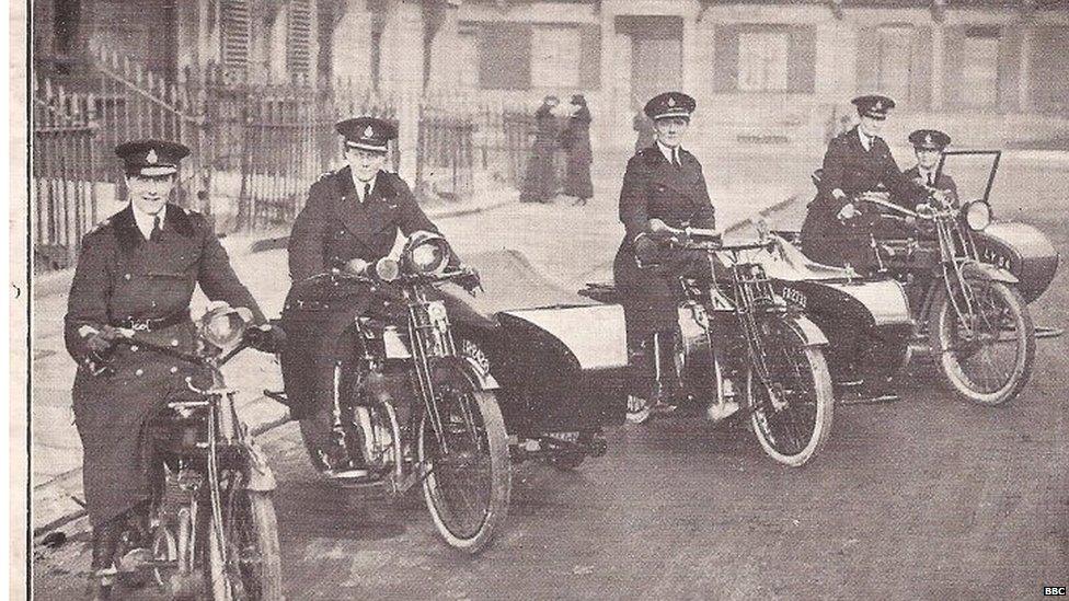 Members of the first female police motorcycle squad