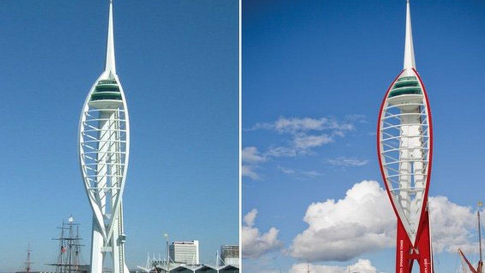 The Spinnaker Tower before and after