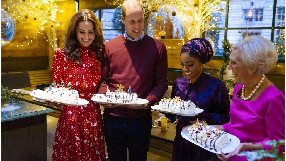 The Duchess of Cambridge with Nadiya Hussain andMary Berry