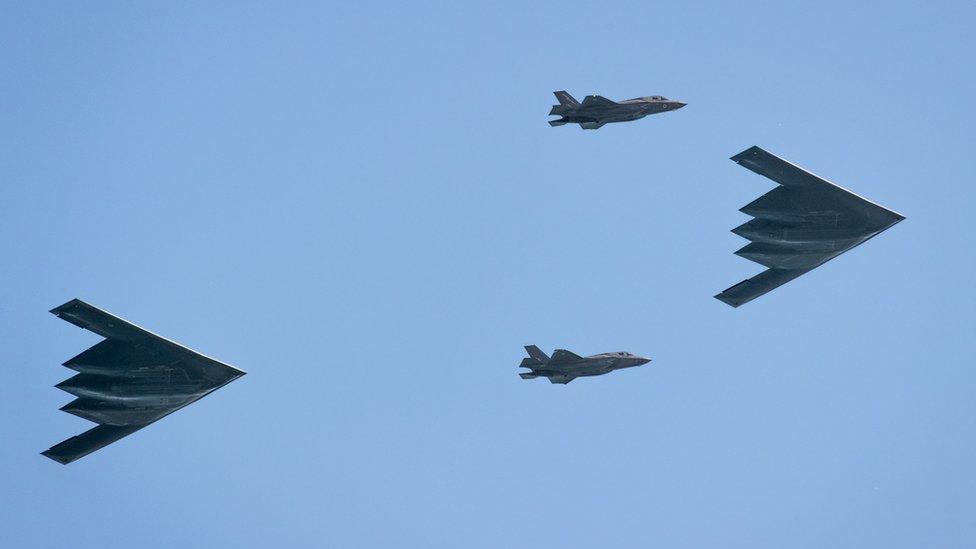 B2 Spirits and F35s