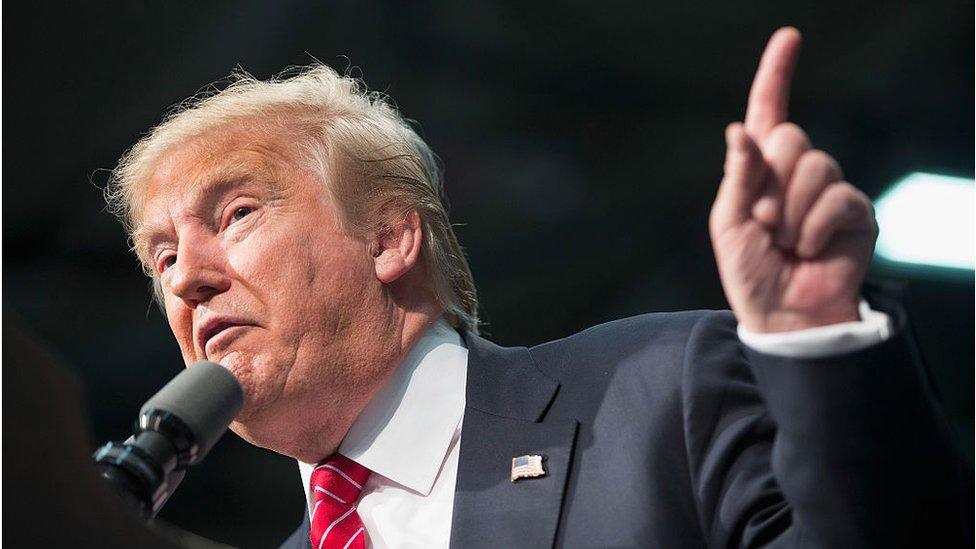 Donald Trump speaks to guests during a rally at Macomb Community College on March 4, 2016 in Warren, Michigan.