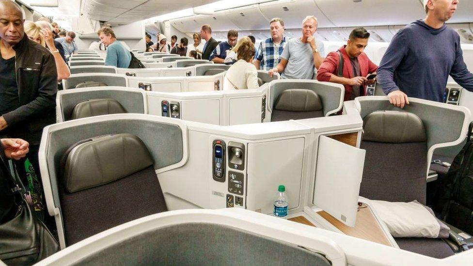 Passengers in a business class cabin