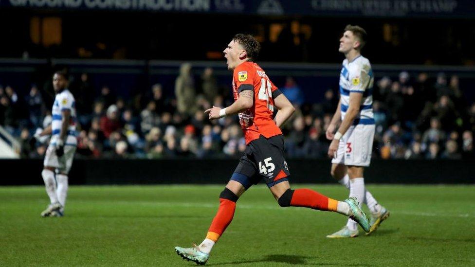 Alfie Doughty celebrates goal at Loftus Road