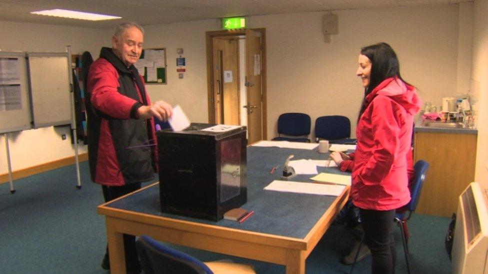 Voting in Letterkenny, County Donegal