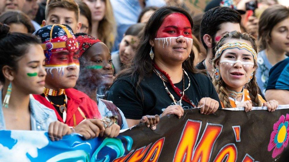 Thousands of Canadians protesting in Montreal against the slow pace of action to tackle climate change