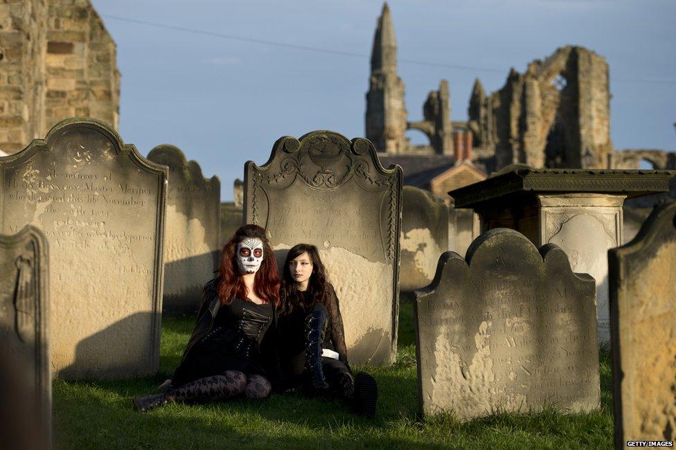 Goths in Whitby graveyard