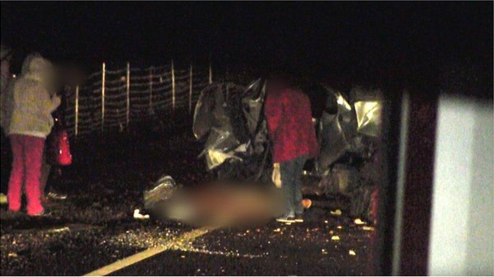 There was a crash on the road as the bus passed through Hungary