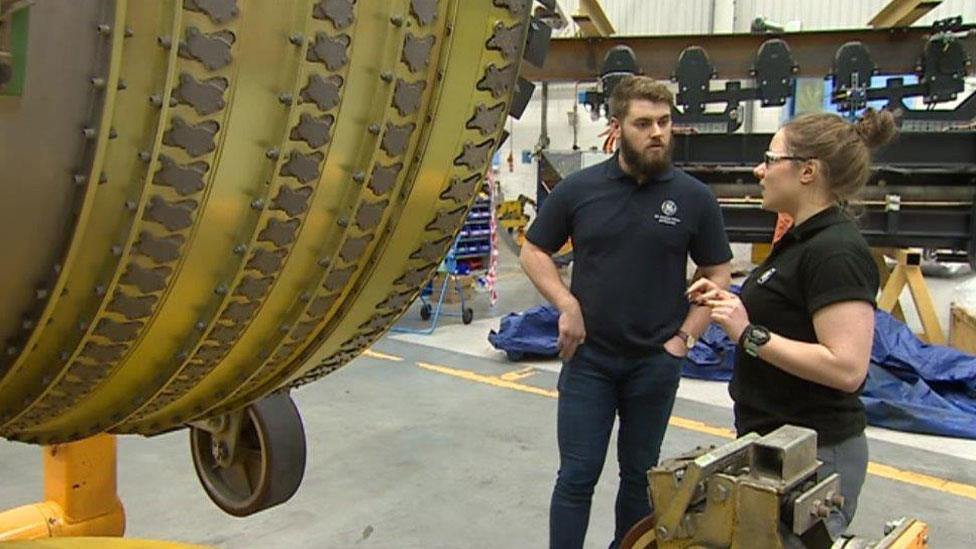 One-time GE apprentice Jade Babbington, now also studying for a business degree, and third year apprentice aircraft engineer Jonathan Elley