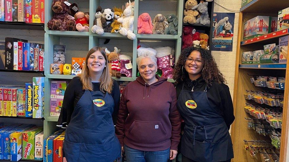 Karen Barwick owner of Boomerang Toys and her staff