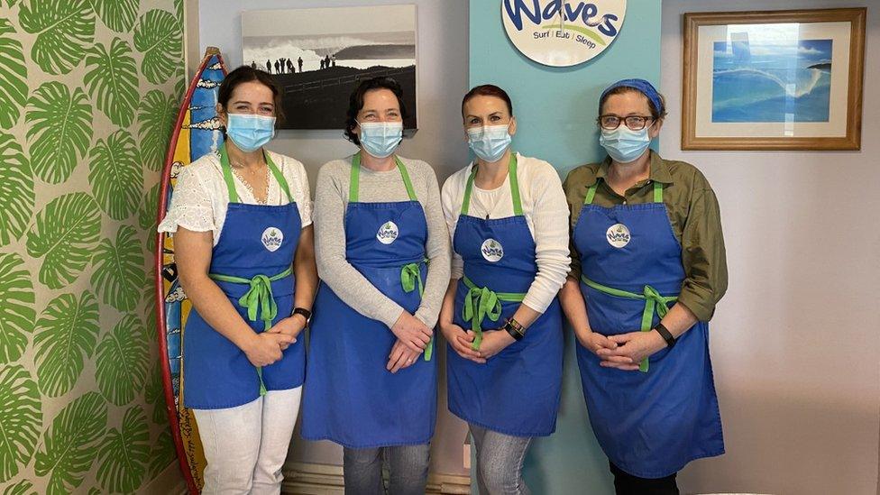 Staff at the Waves Surf Cafe in Bundoran