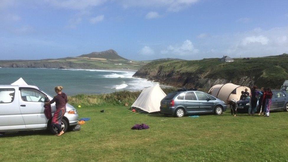 Campers at Pencarnan Farm near St Davids