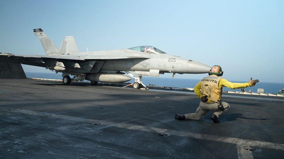 Jet on board the aircraft carrier USS Dwight D. Eisenhower