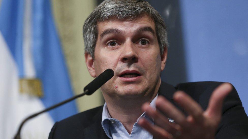 Argentine Cabinet Chief Marcos Pena speaks during a press meeting on the Panama Papers, which mention Argentine President Mauricio Macri, in Buenos Aires, Argentina, 05 April 2016.