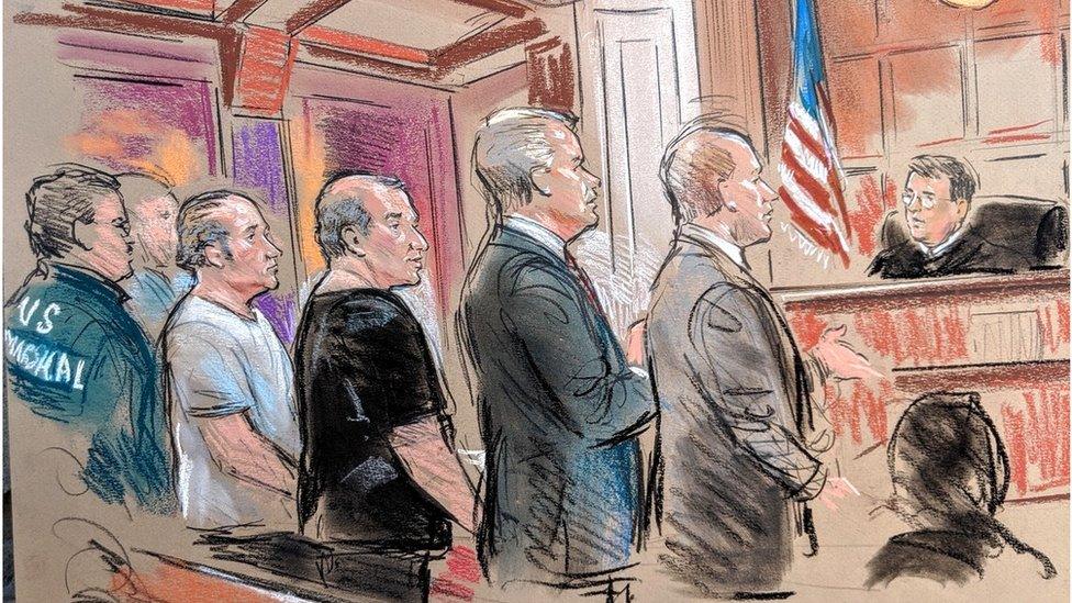 Court sketch of Fruman and Parnas