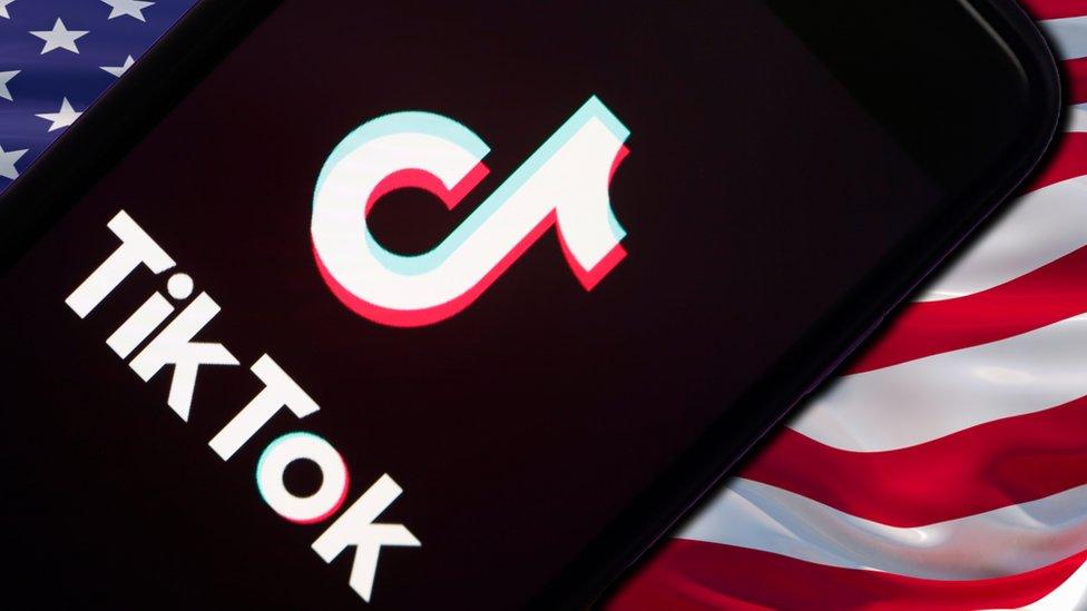 Tik Tok app on American flag