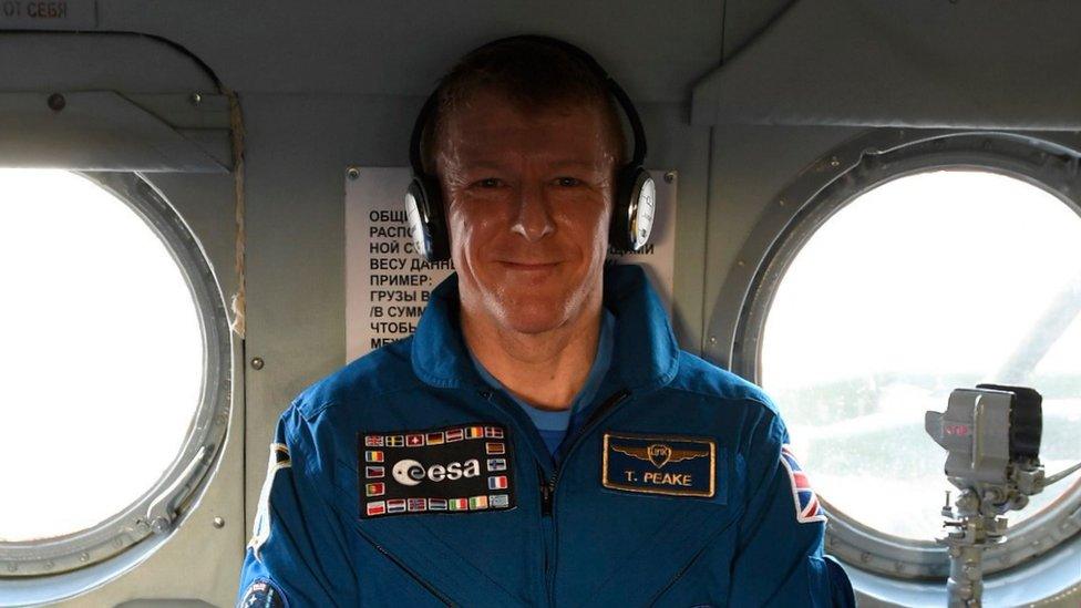 Tim Peake in a recovery helicopter